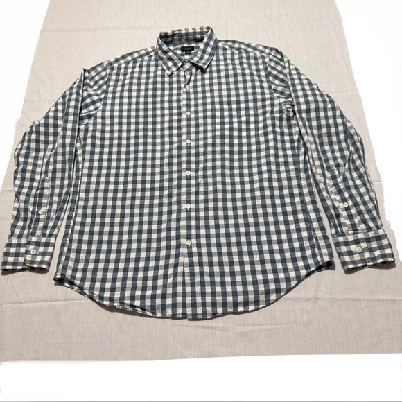 green and white checkered mens long sleeve polo size large brand J. Crew - Picture 7 of 7
